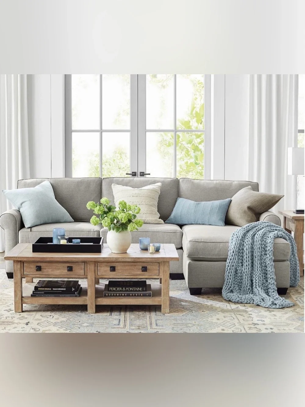 🆕NWT 🏡 POTTERY BARN - “Colossal Handknit Throw Blanket” 🏡 {44” x 56”} Chambray🆕